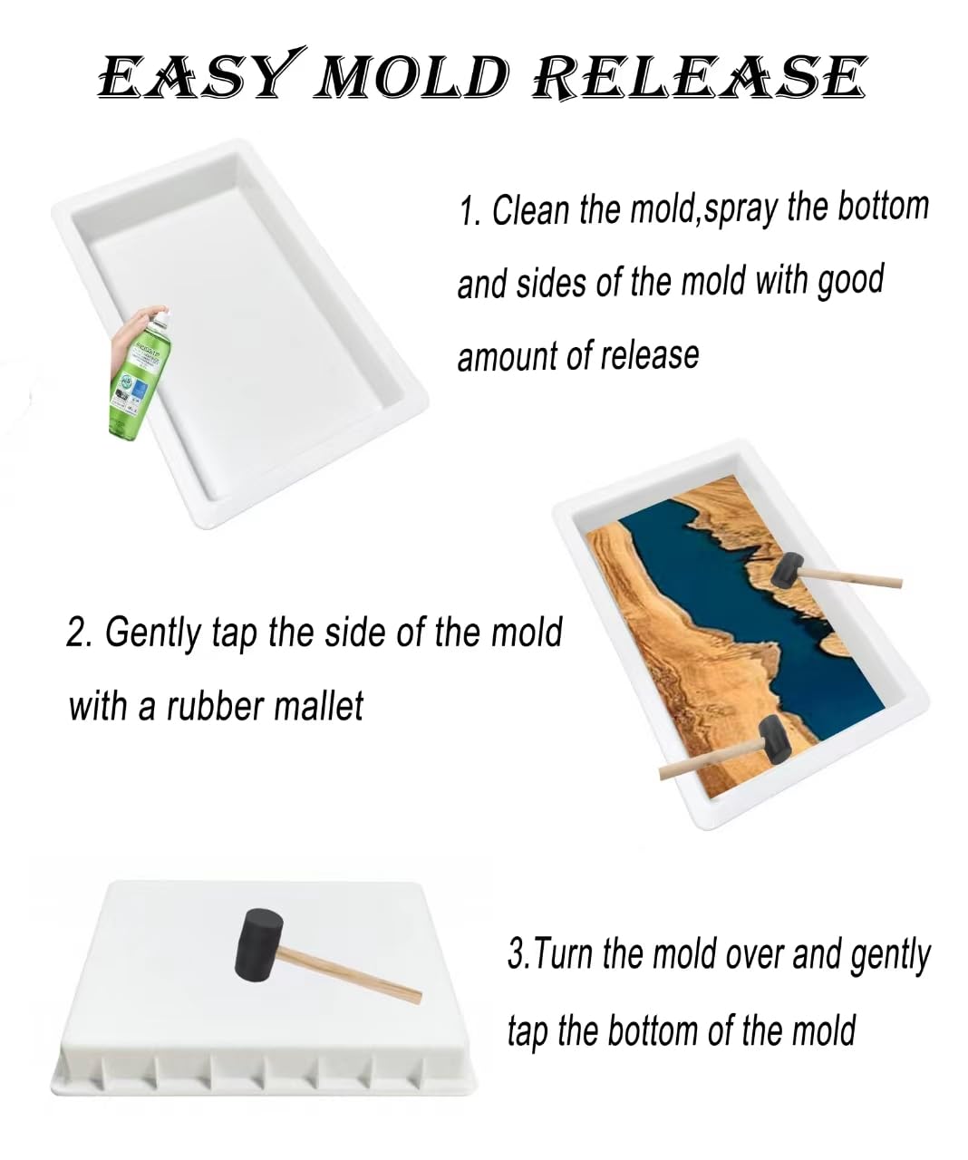 Amazon.com: Large Epoxy Table Mold 23.5*11.7*3 inch and 15.7*9.8*3